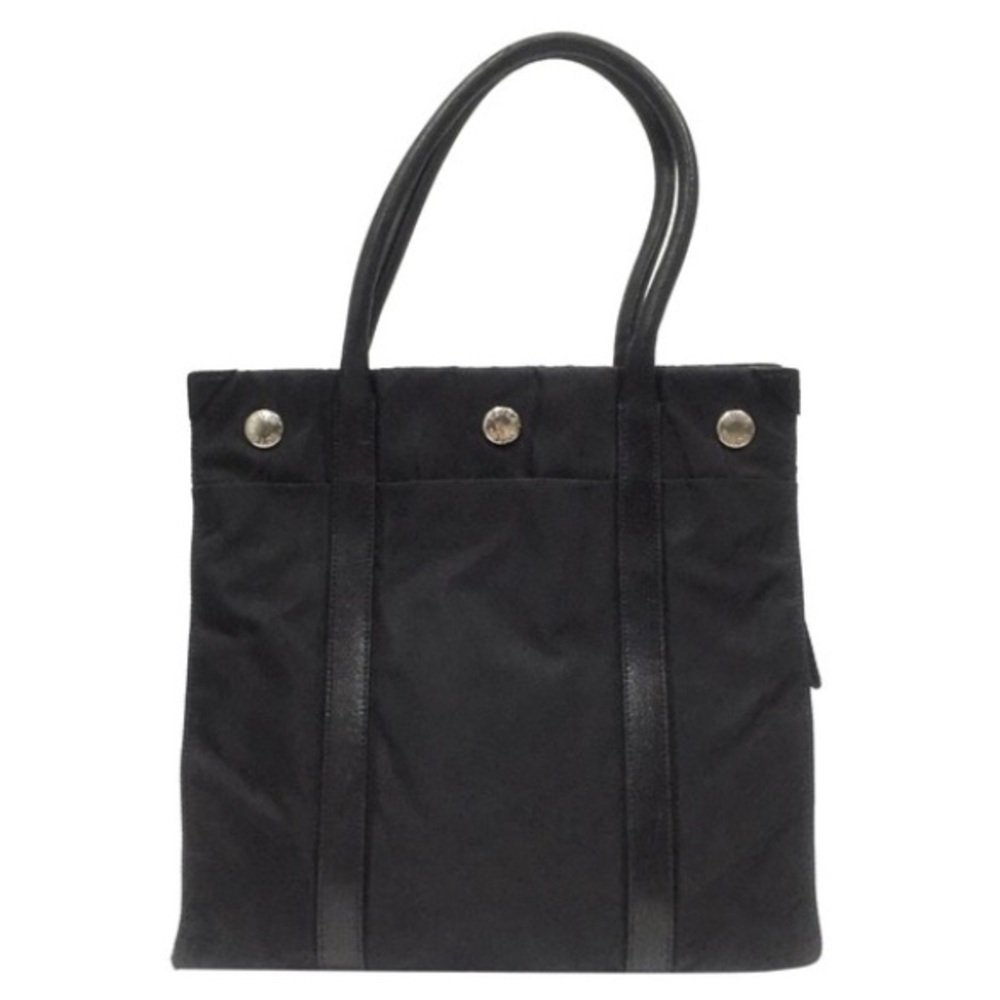 Prada black nylon and leather small tote bag